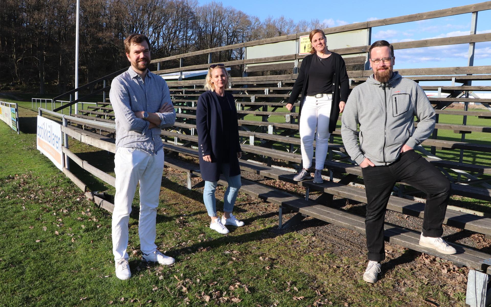 Johan Andersson, Emma Hultvall, Anna Björkner och Johannes Axelsson utgör delar av tävlingsgruppen som arbetar med Tölöcupen. ”Lite unikt med en cup som spelas på vanligt naturgräs,” säger Anna Björkner. 